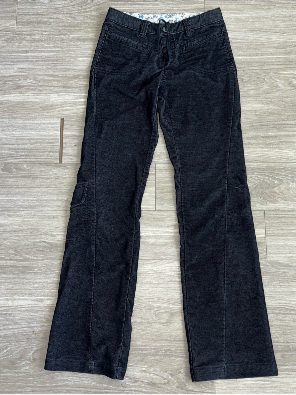 Athleta Corduroy Flare Pants 4T Y2k Trendy Zip Pocket Medium Rise Black Jean - Picture 2 of 8